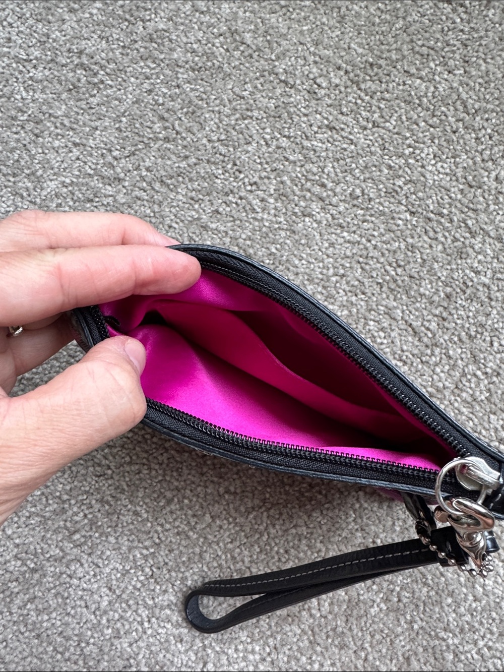 Coach Pink and Purple Signature Wristlet with Black Trim - Picture 5 of 5